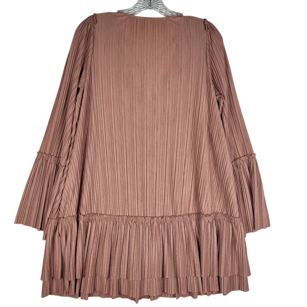 Free People Can't Help It Pleated Swing Dress Size XS Dusty Rose Tassels Flare - Picture 6 of 14